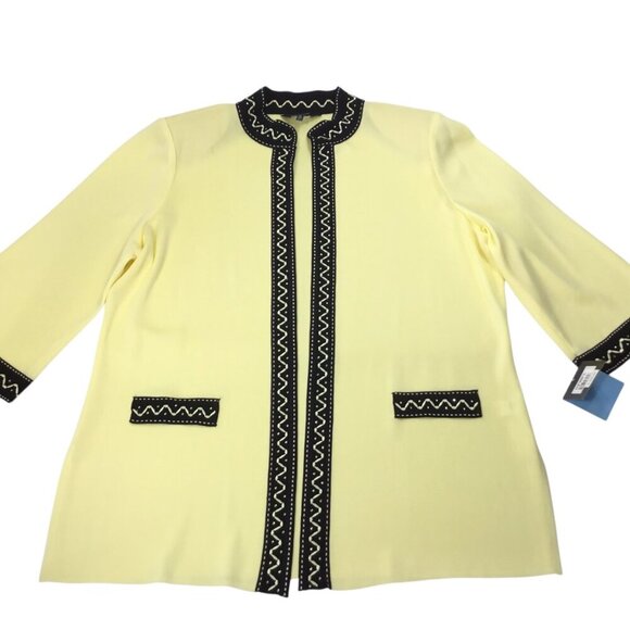 Ming Wang Cardigan Sweater Twin Set NWT Two Piece XL Knit Shell Yellow Black - Picture 6 of 14